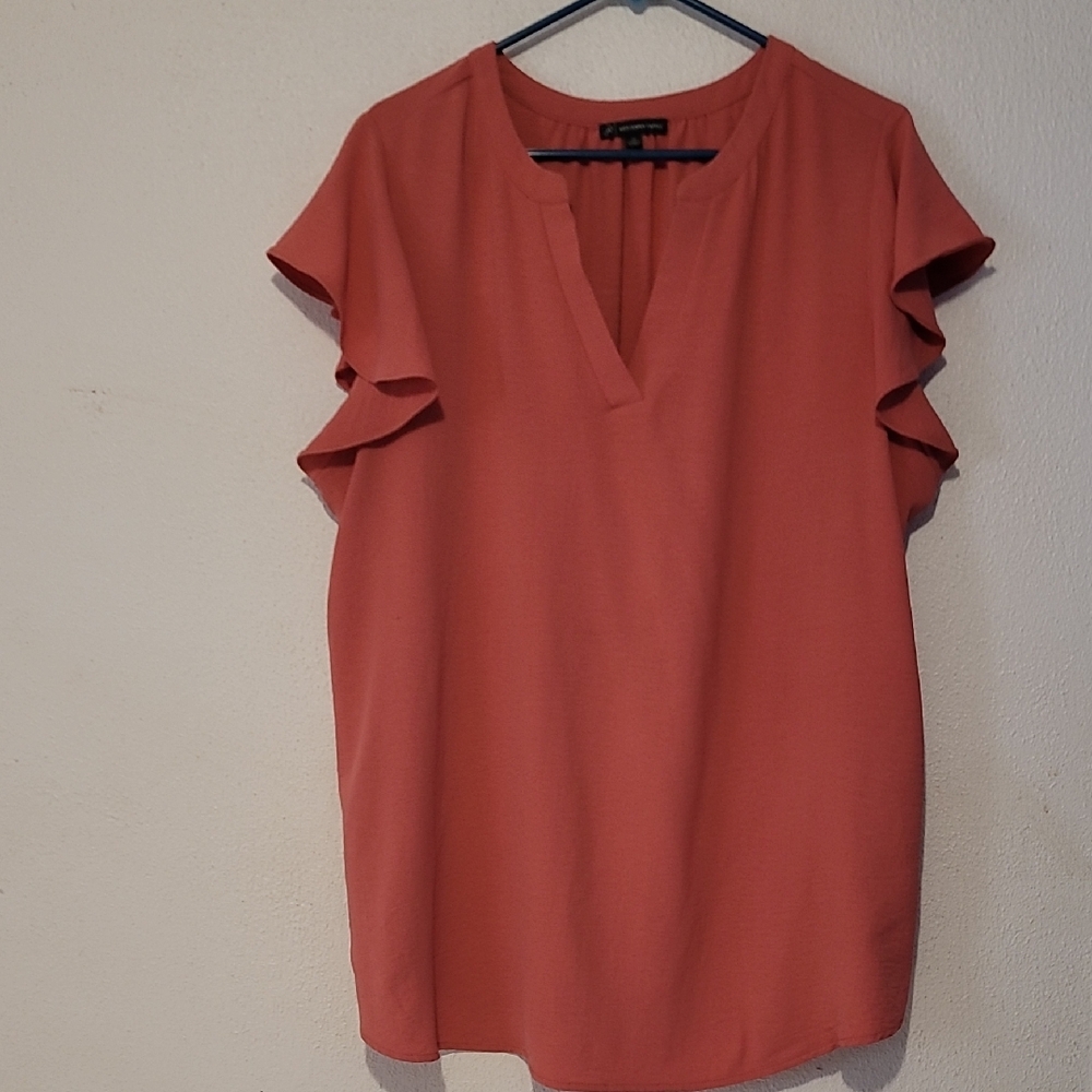 Adrianna Papell Coral Ruffle Sleeve Blouse